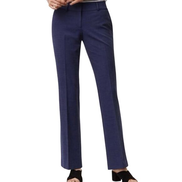 LOFT Julie Straight Dress Chino Trousers Navy Blue Mid Rise 32' Inseam Size 10T - Picture 1 of 11